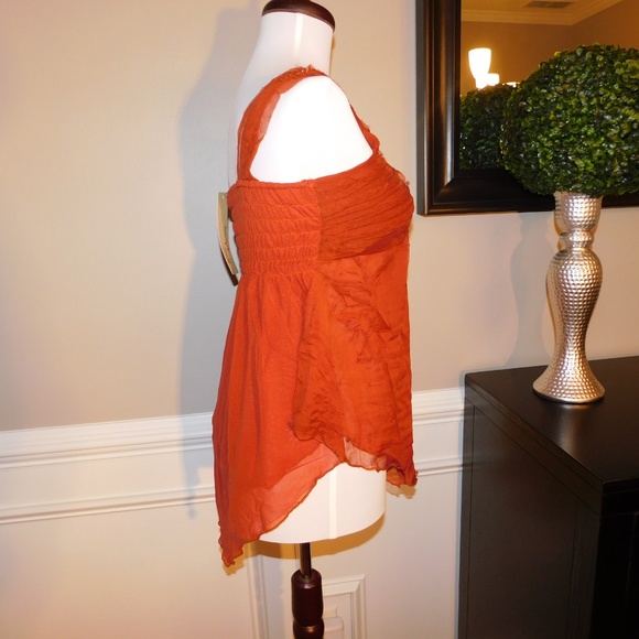 Rust Silk Beaded Tank Top - S - BRAND NEW - Picture 5 of 7